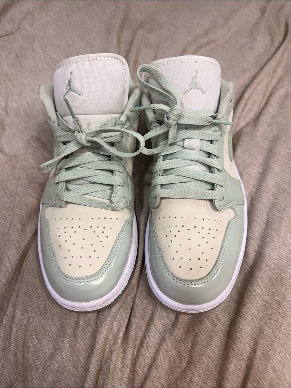 Jordan Kids' High-Top Sneakers in Mint Green and Cream